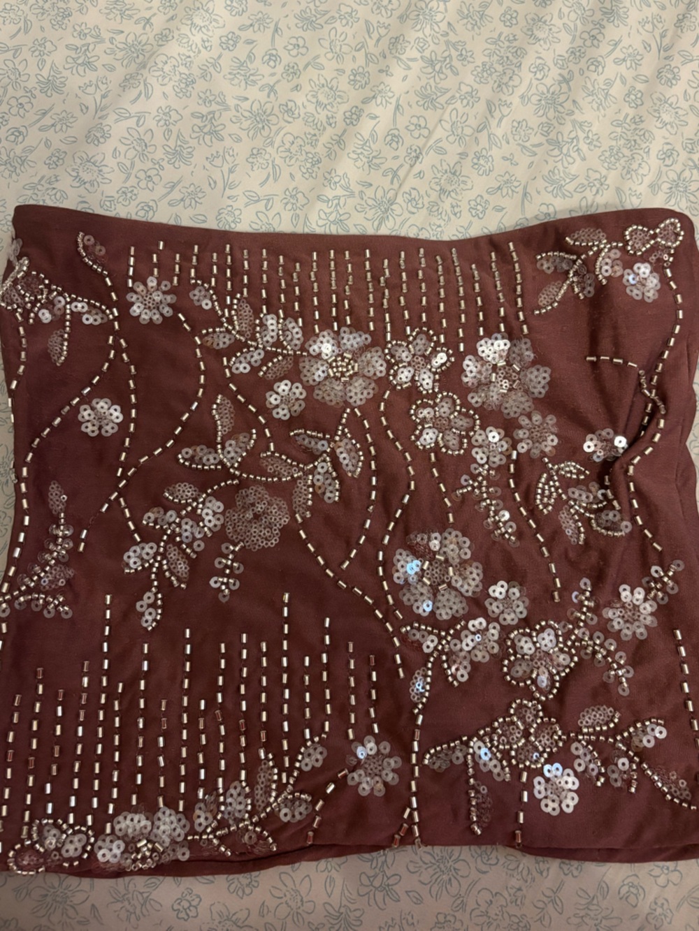 Edikted Sequin Strapless Tube Top Brown Y2K medium